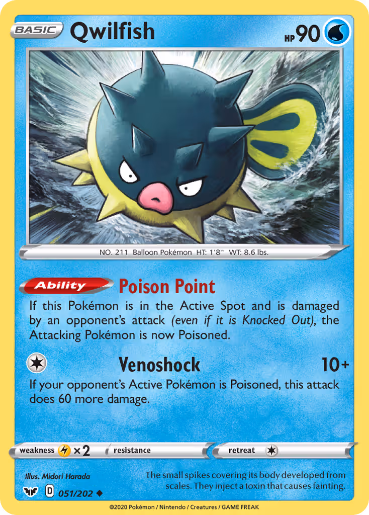 Qwilfish 51/202 Pokemon card