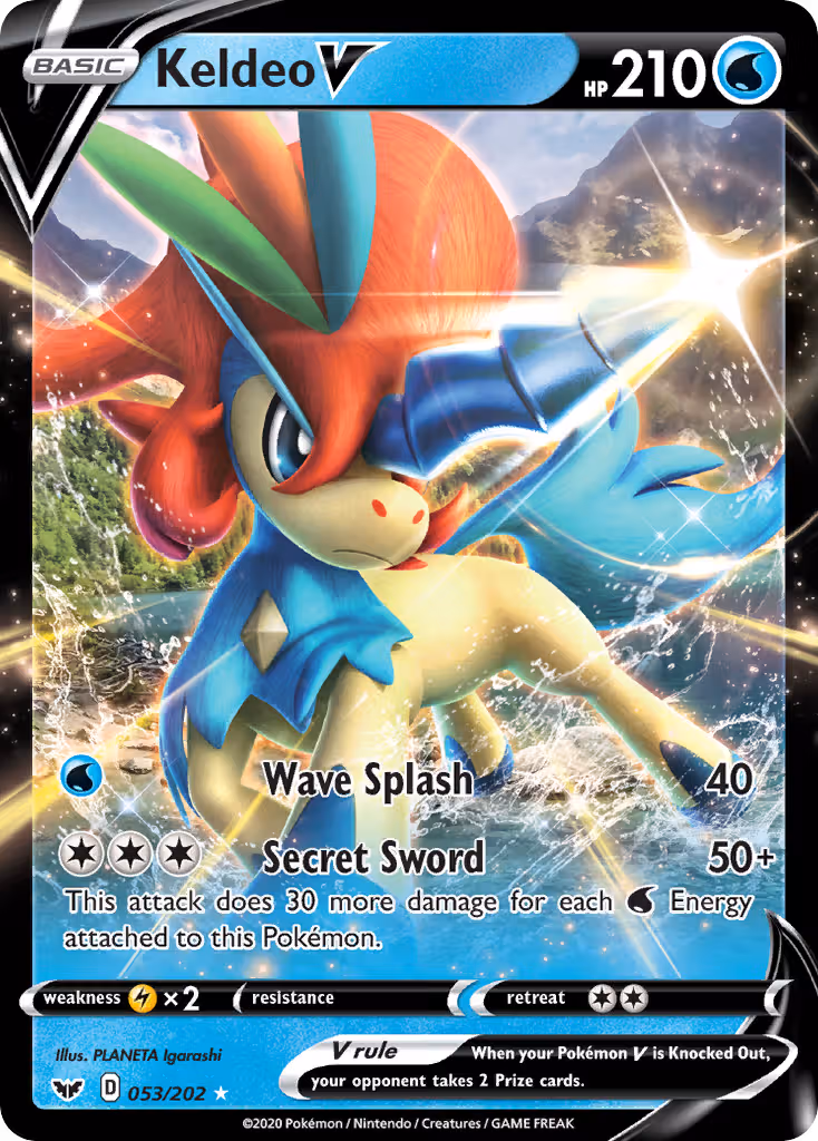 Keldeo V 53/202 Pokemon card