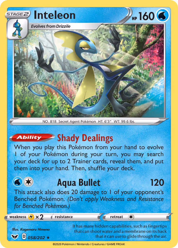 Inteleon 58/202 Pokemon card