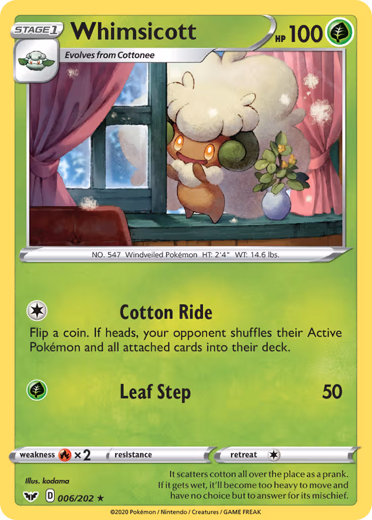 Whimsicott 6/202 Pokemon card