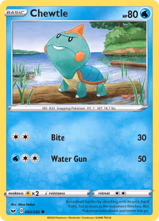 Chewtle 60/202 Pokemon card