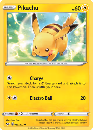 Pikachu 65/202 Pokemon card