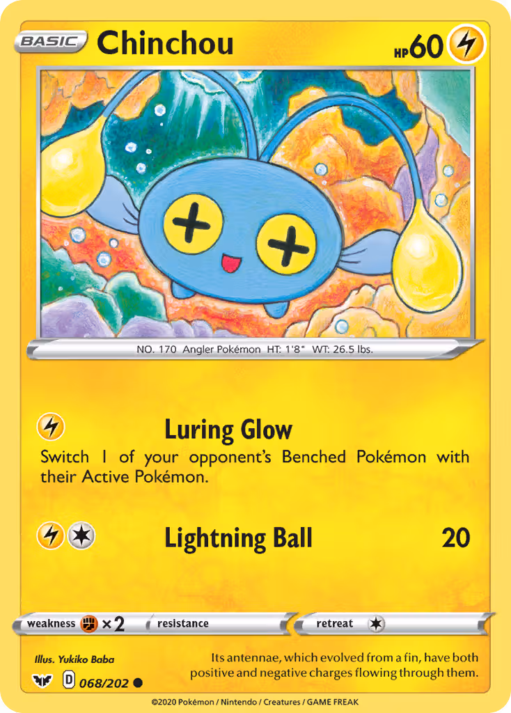 Chinchou 68/202 Pokemon card