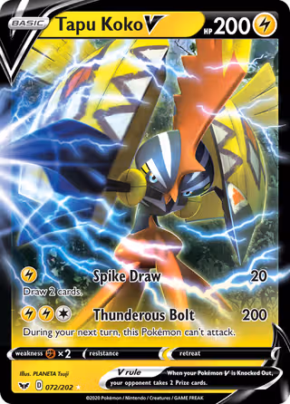 Tapu Koko V 72/202 Pokemon card