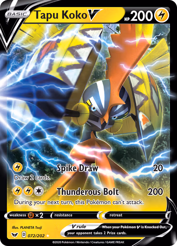 Tapu Koko V 72/202 Pokemon card