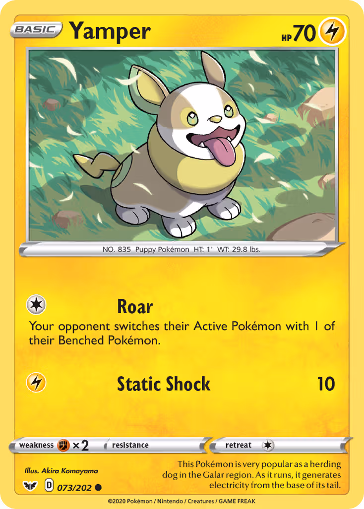 Yamper 73/202 Pokemon card