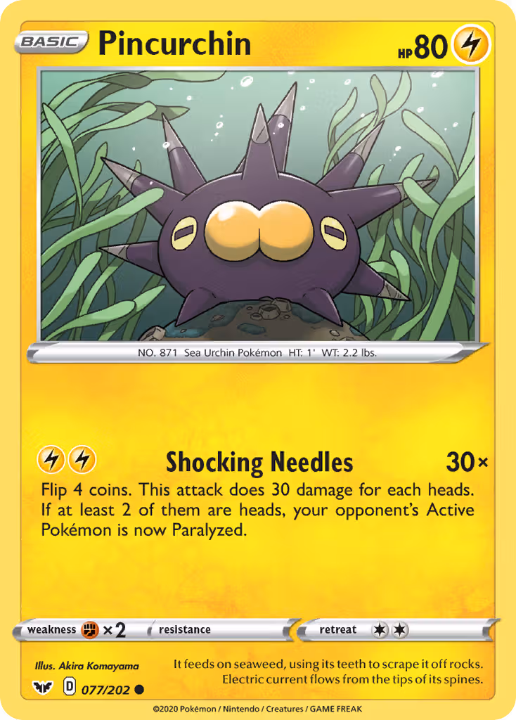 Pincurchin 77/202 Pokemon card