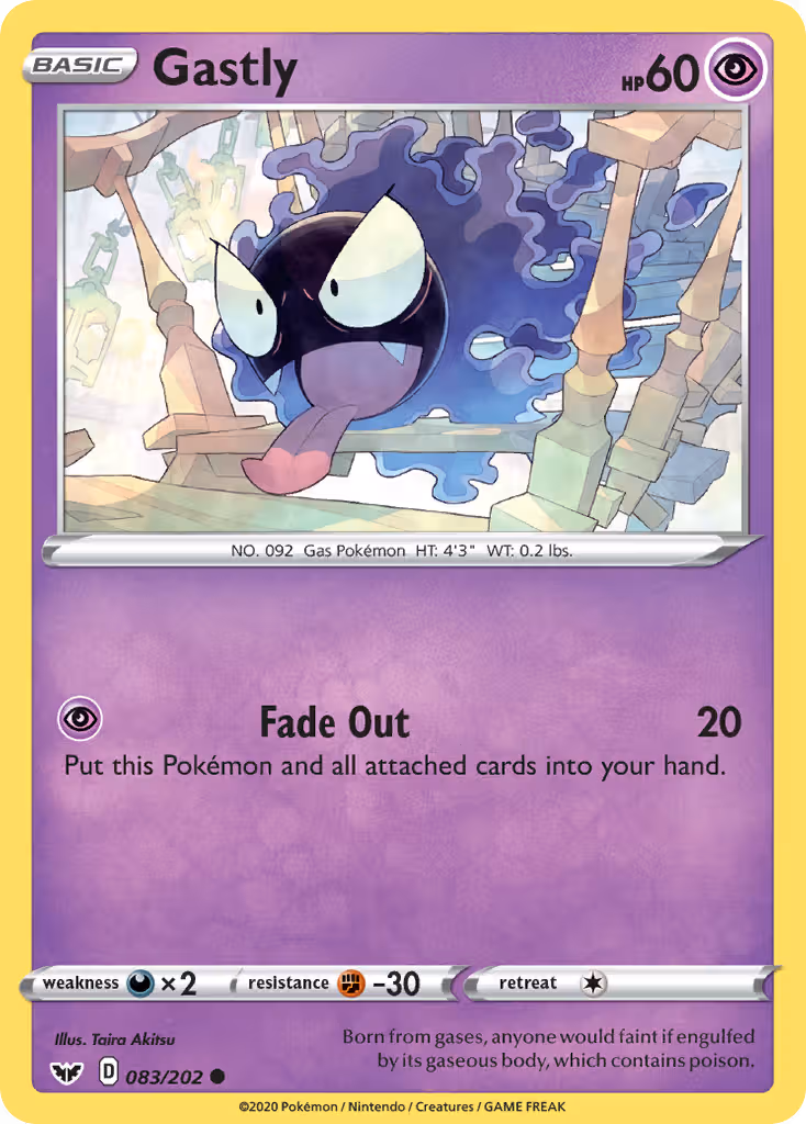 Gastly 83/202 Pokemon card
