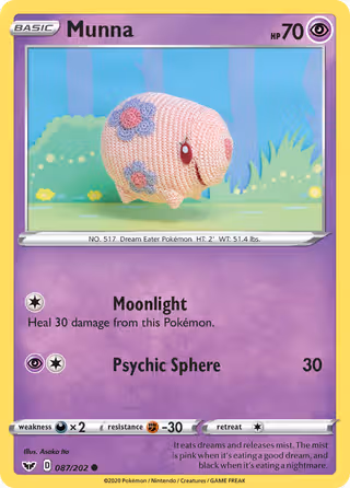 Munna 87/202 Pokemon card