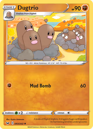 Dugtrio 93/202 Pokemon card
