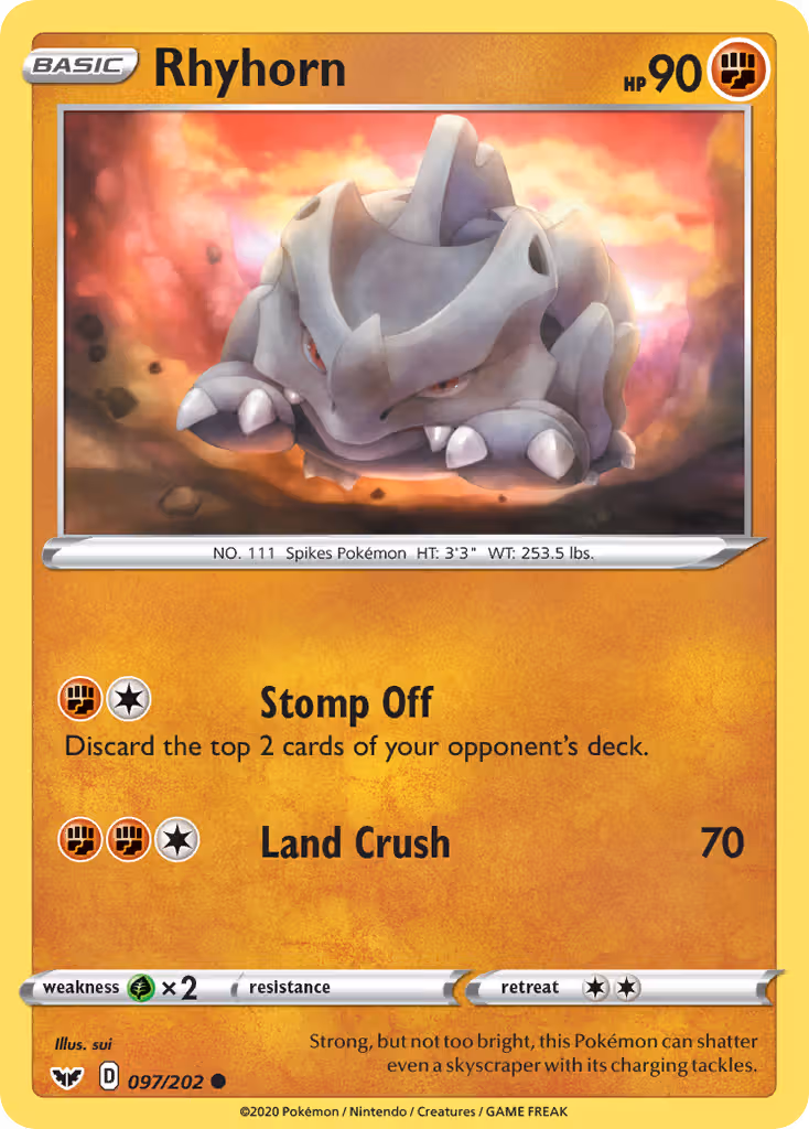 Rhyhorn 97/202 Pokemon card
