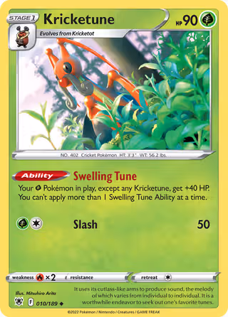 Kricketune 10/189 Pokemon card