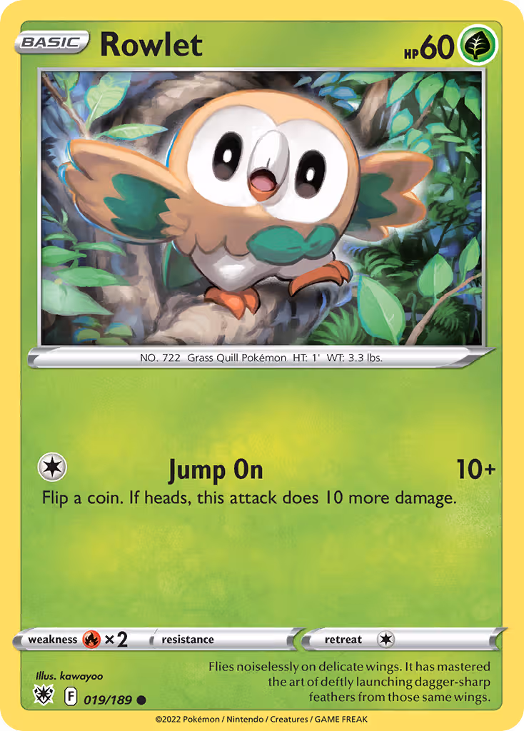 Rowlet 19/189 Pokemon card