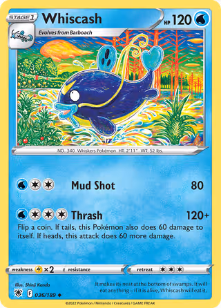 Whiscash 36/189 Pokemon card