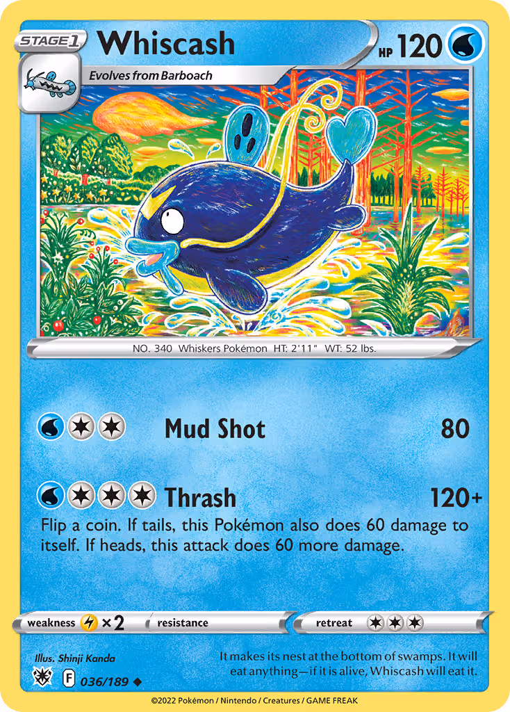 Whiscash 36/189 Pokemon card