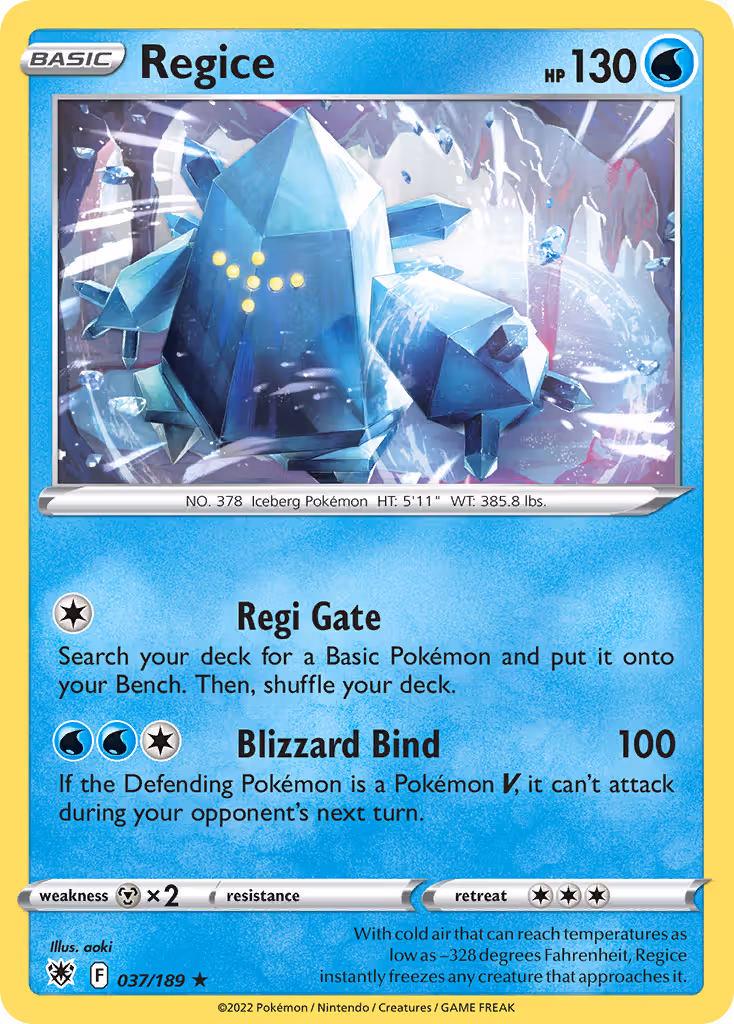 Regice 37/189 Pokemon card