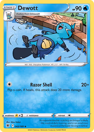 Dewott 42/189 Pokemon card
