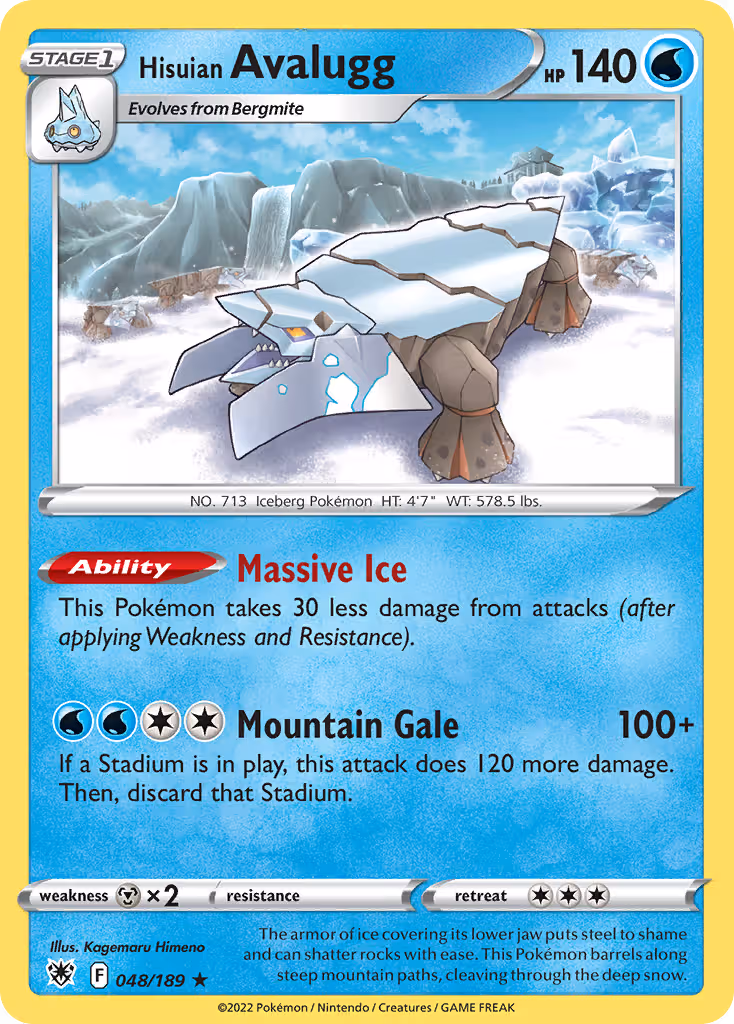Hisuian Avalugg 48/189 Pokemon card
