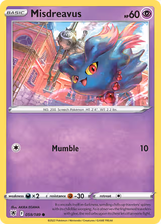 Misdreavus 58/189 Pokemon card