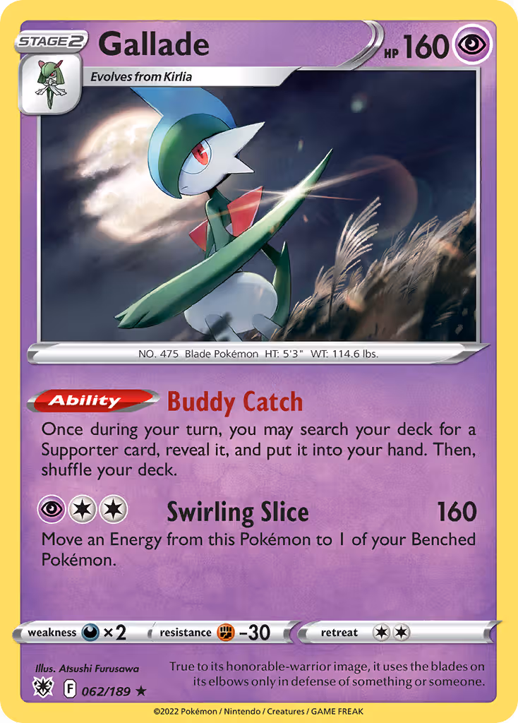 Gallade 62/189 Pokemon card