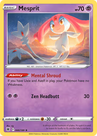 Mesprit 66/189 Pokemon card