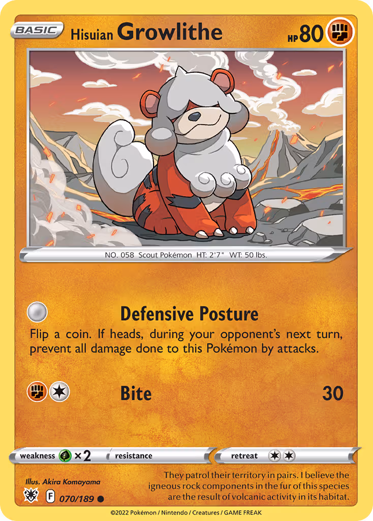 Hisuian Growlithe 70/189 Pokemon card