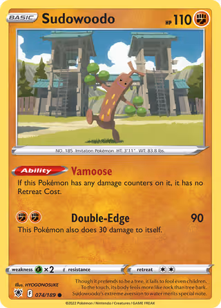 Sudowoodo 74/189 Pokemon card