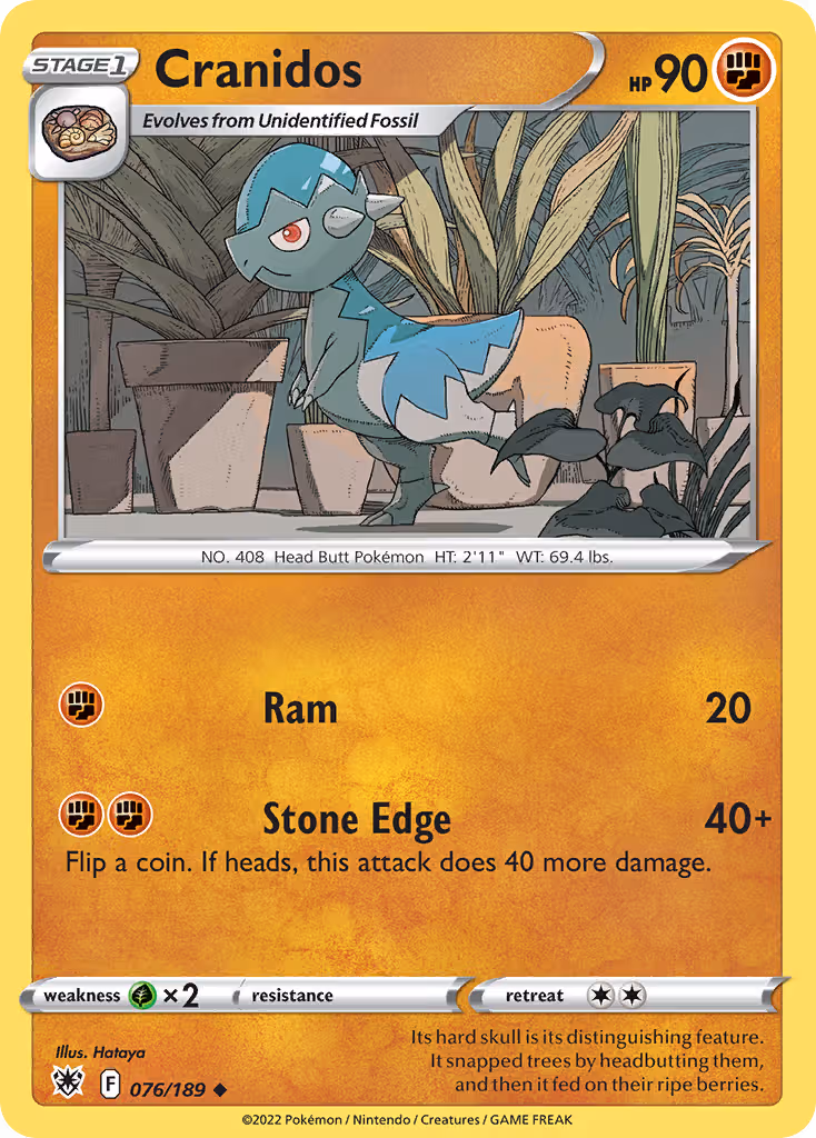 Cranidos 76/189 Pokemon card