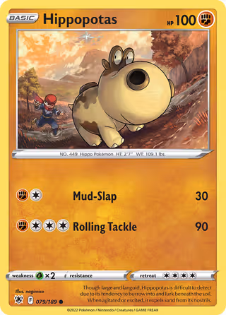 Hippopotas 79/189 Pokemon card