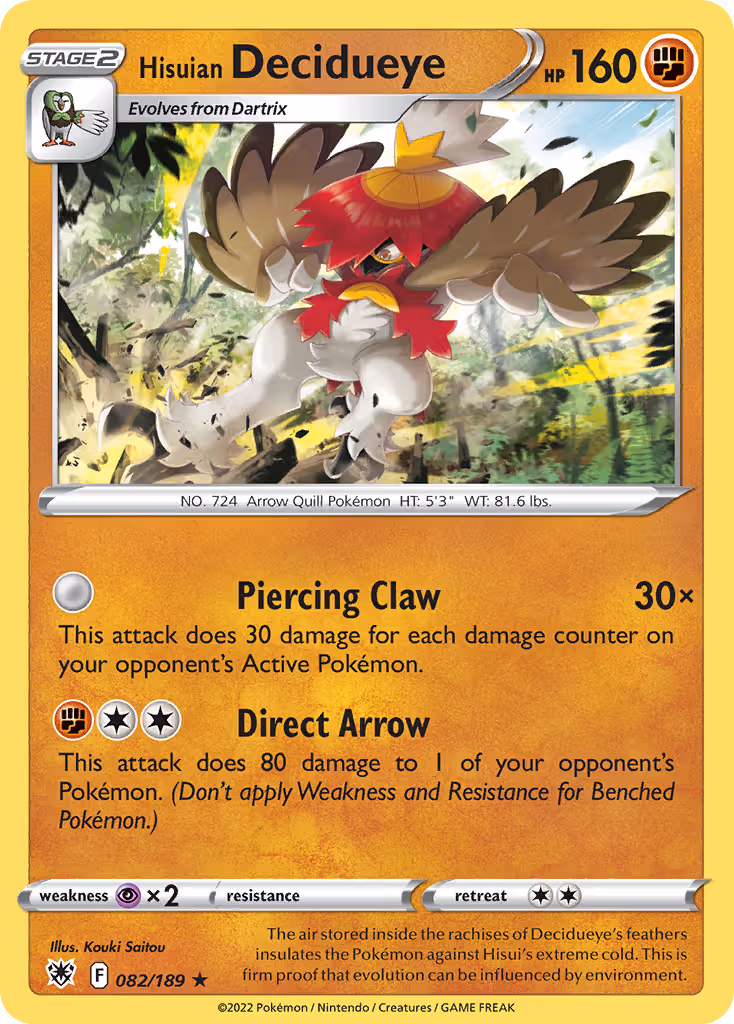 Hisuian Decidueye 82/189 Pokemon card