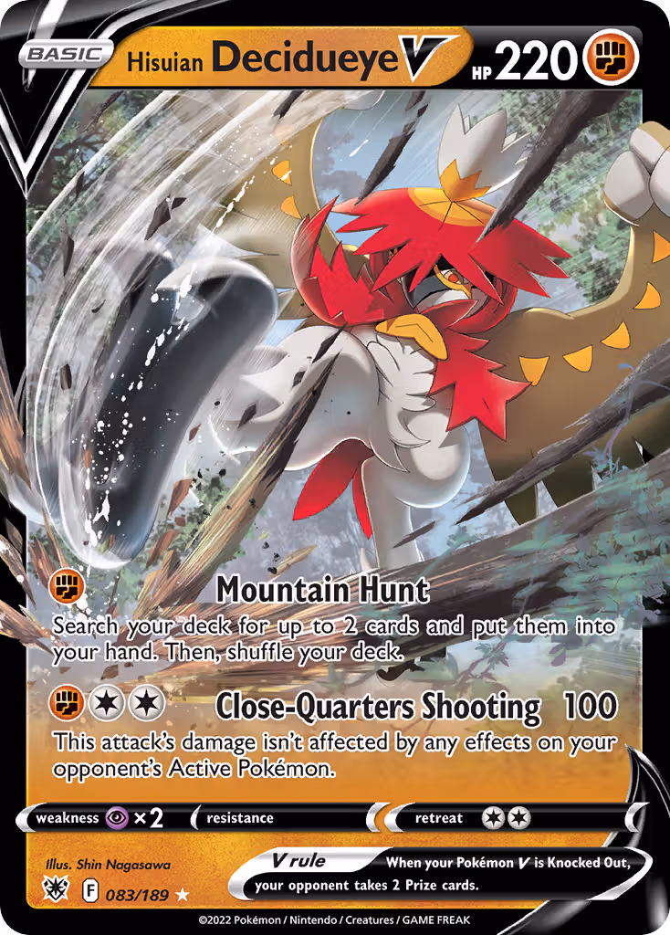 Hisuian Decidueye V 83/189 Pokemon card