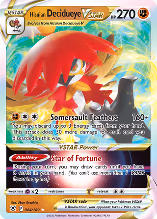 Hisuian Decidueye VSTAR 84/189 Pokemon card