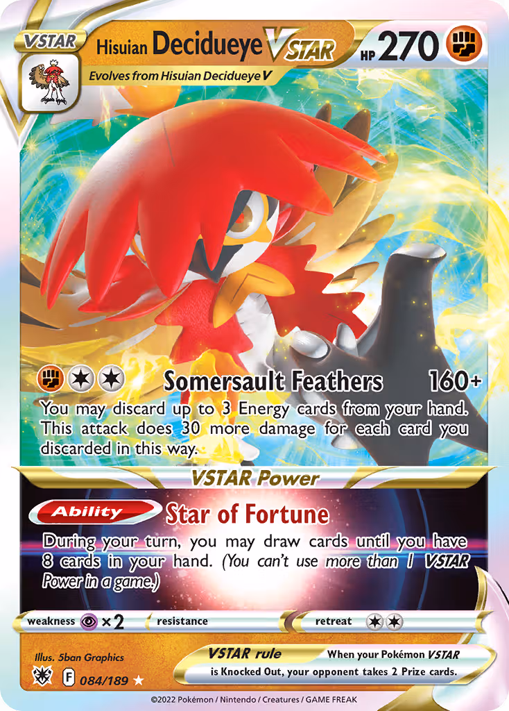 Hisuian Decidueye VSTAR 84/189 Pokemon card