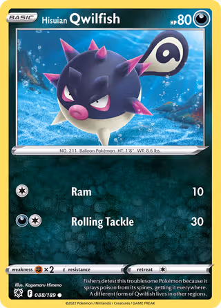 Hisuian Qwilfish 88/189 Pokemon card