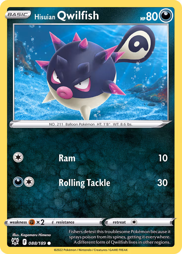 Hisuian Qwilfish 88/189 Pokemon card