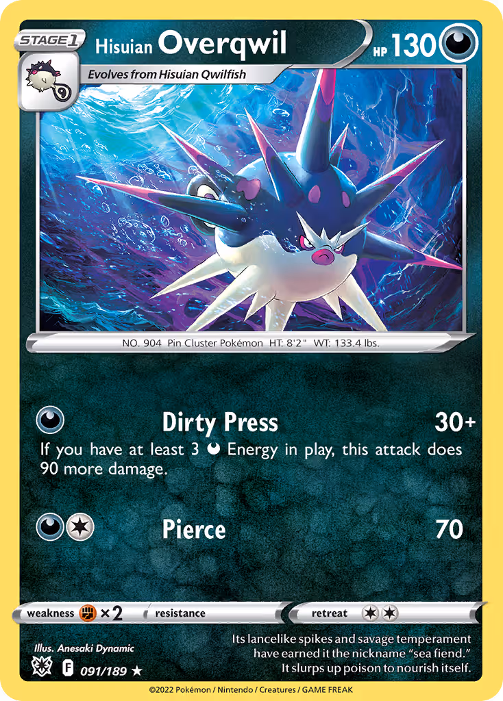 Hisuian Overqwil 91/189 Pokemon card