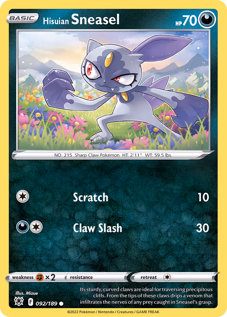 Hisuian Sneasel 92/189 Pokemon card