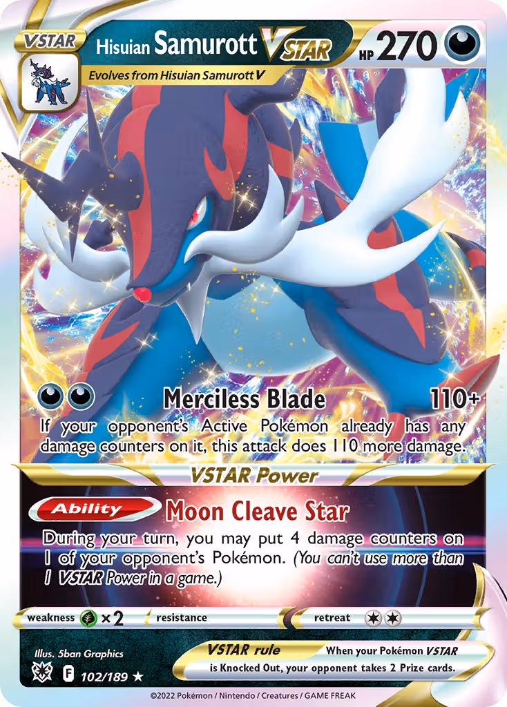 Hisuian Samurott VSTAR 102/189 Pokemon card
