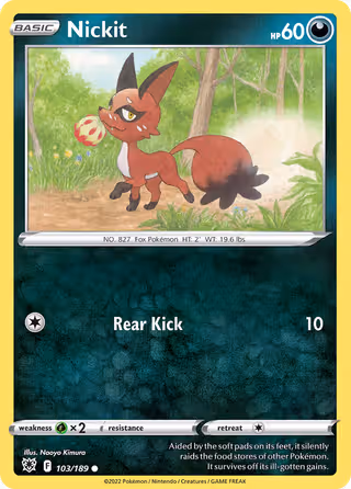 Nickit 103/189 Pokemon card