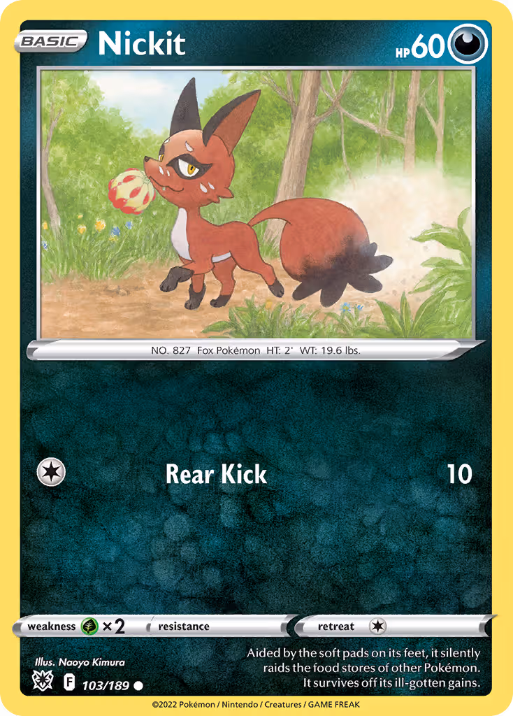 Nickit 103/189 Pokemon card