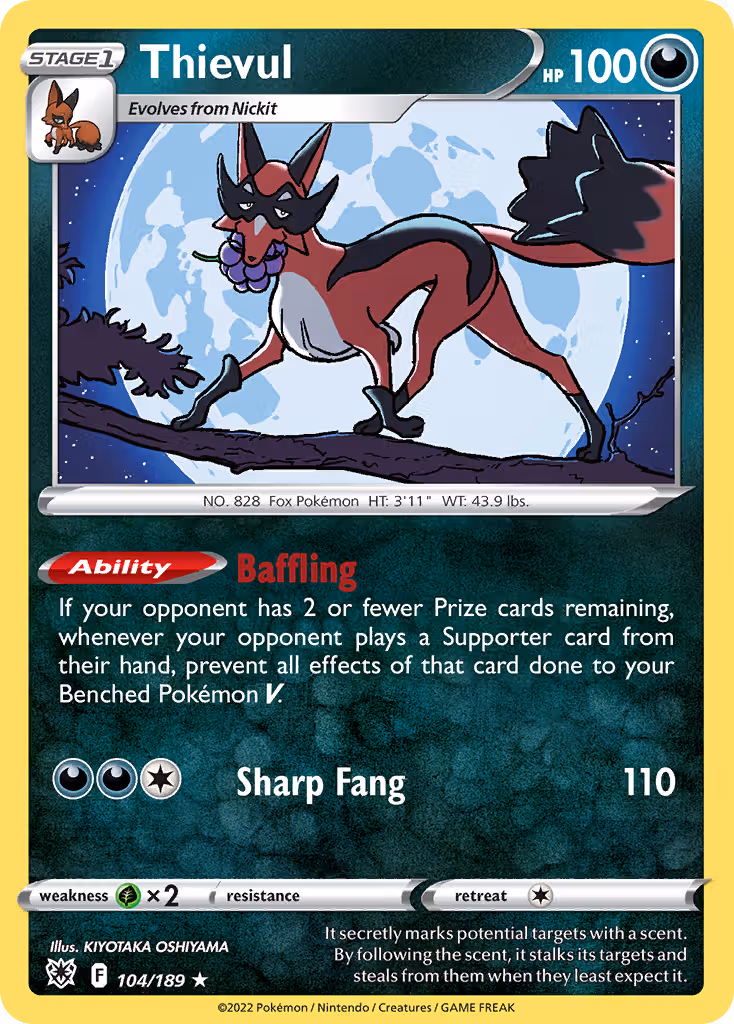 Thievul 104/189 Pokemon card