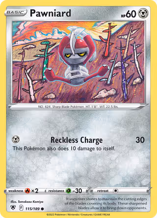 Pawniard 115/189 Pokemon card