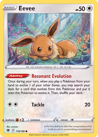 Eevee 119/189 Pokemon card