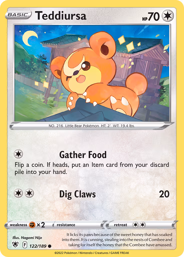 Teddiursa 122/189 Pokemon card
