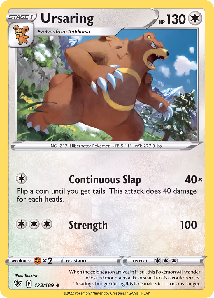 Ursaring 123/189 Pokemon card