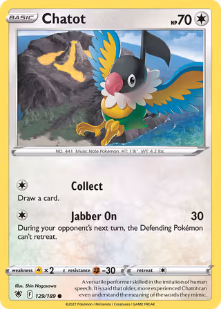 Chatot 129/189 Pokemon card