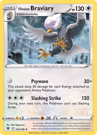 Hisuian Braviary 132/189 Pokemon card