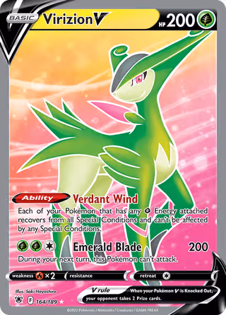 Virizion V 164/189 Pokemon card