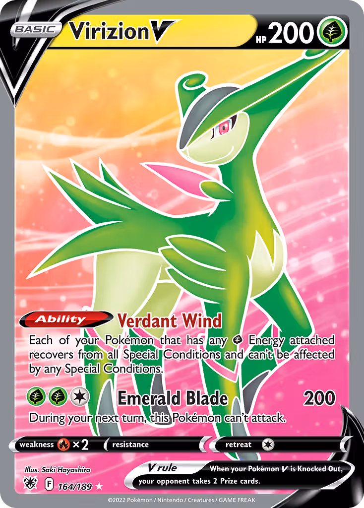 Virizion V 164/189 Pokemon card