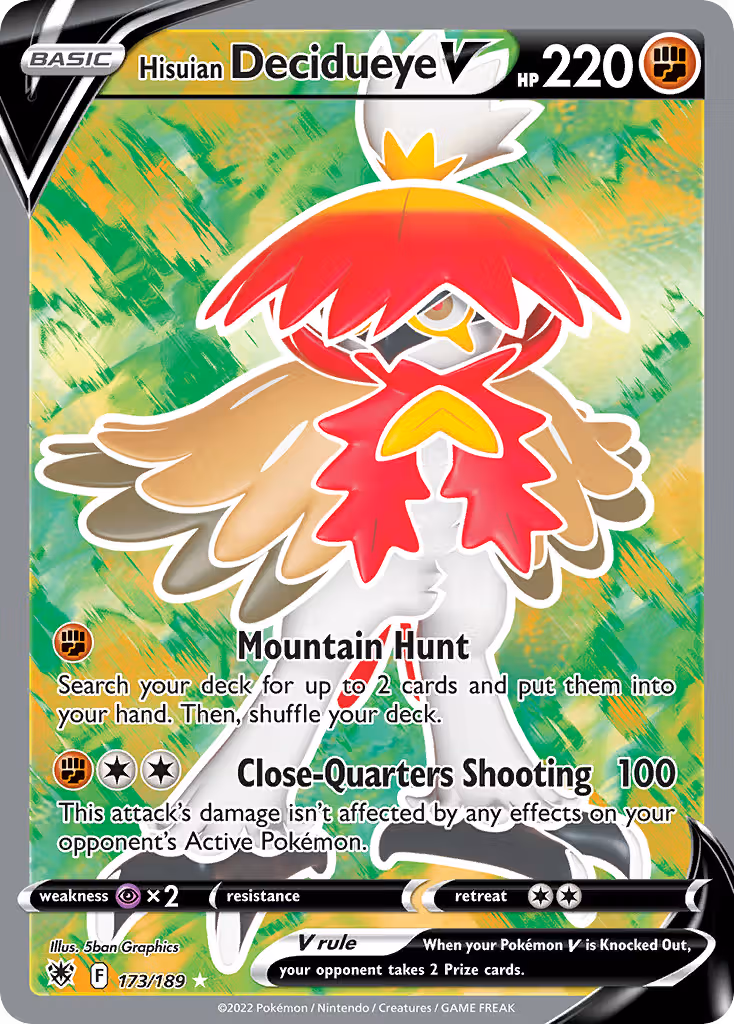 Hisuian Decidueye V 173/189 Pokemon card